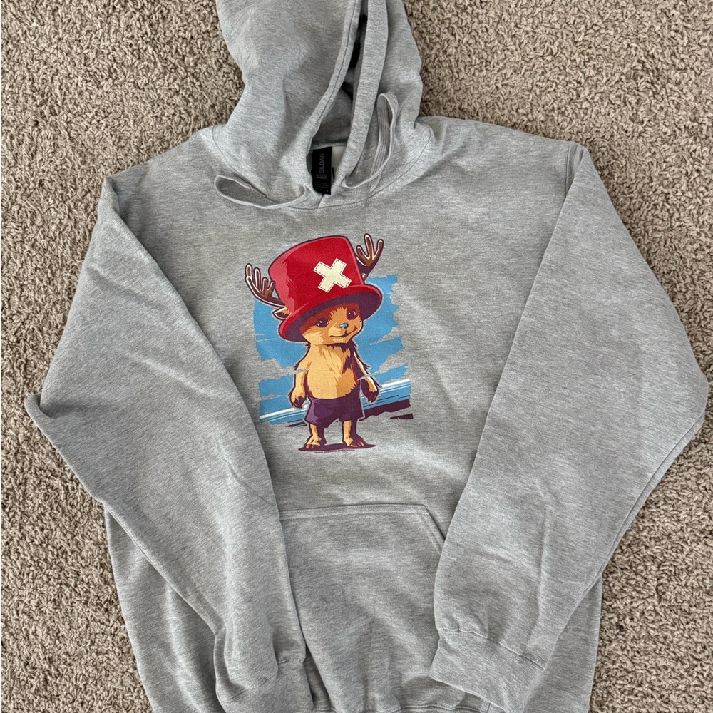 Gildan Gray Hoodie with Red Accent